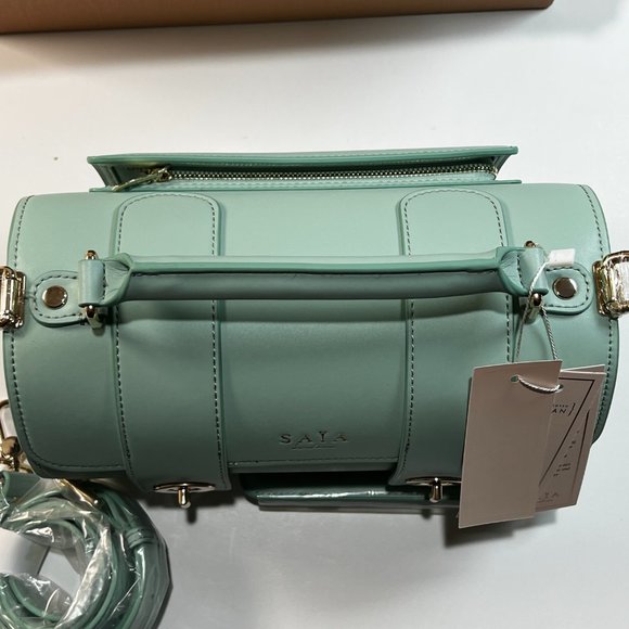 Saia London The Emmeline Yoga Mat Bag Teal New Vegan Faux Leather Shoulder Strap - Picture 7 of 16